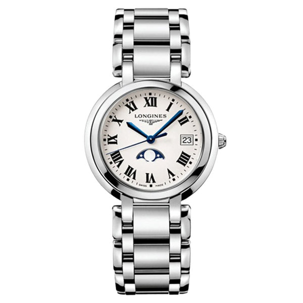 Longines L8.116.4.71.6 PrimaLuna 34 Quartz Moonphase Stainless Steel / Silver - Roman / Bracelet
