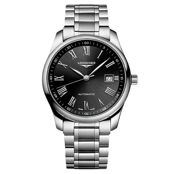 Longines L2.793.4.59.6 - Master Collection 40 Date Stainless Steel / Black - Roman / Bracelet