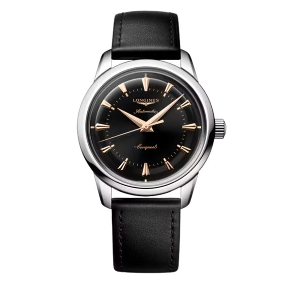 Longines L1.649.4.52.2 - Heritage Black/Leather