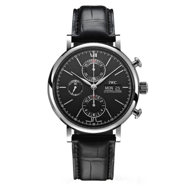 IWC IW391029 Portofino Chronograph Stainless Steel / Black / Alligator