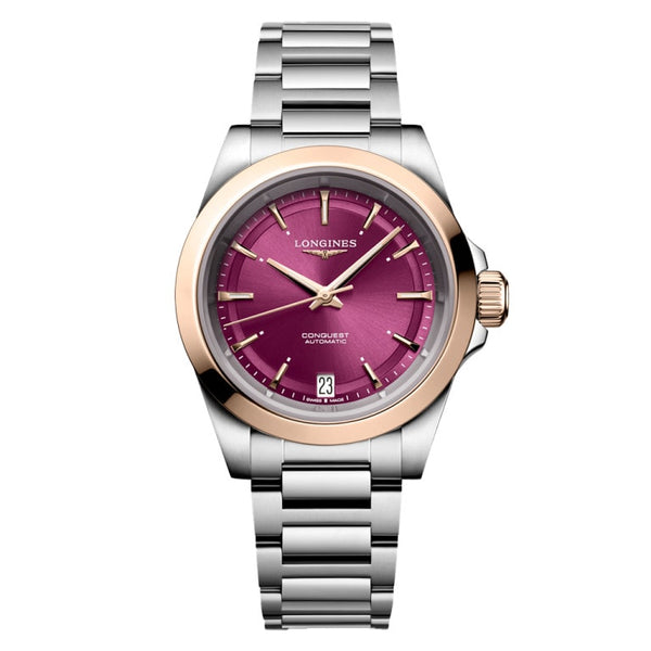 Longines L3.430.5.98.6 Conquest 34 Stainless Steel - Pink Gold / Purple / Bracelet