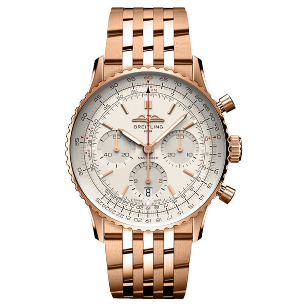 Breitling RB0139211G1R1 Navitimer B01 Chronograph 41 Red Gold / Silver / Bracelet