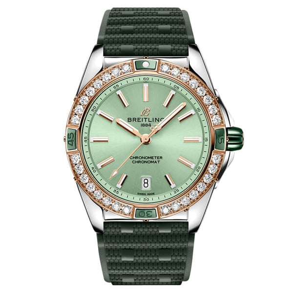 Breitling U17356531L1S1 Super Chronomat 38 Stainless Steel - Red Gold / Pink / Rubber Rouleaux