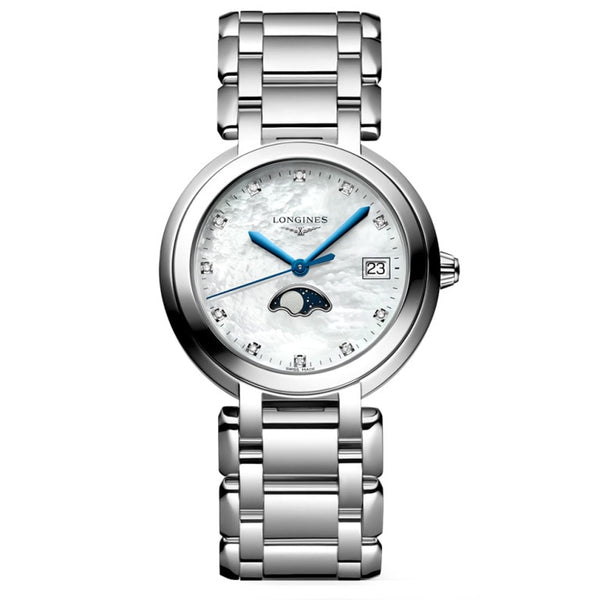 Longines L8.116.4.87.6 PrimaLuna 34 Quartz Moonphase Stainless Steel / MOP / Bracelet