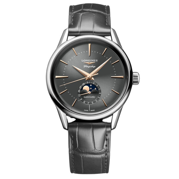Longines L4.815.4.52.2 Heritage Flagship Moonphase Stainless Steel / Grey
