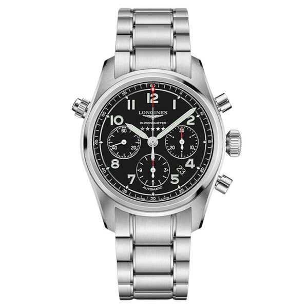 Longines L3.820.4.53.6 Spirit Chronograph 42 Black / Bracelet