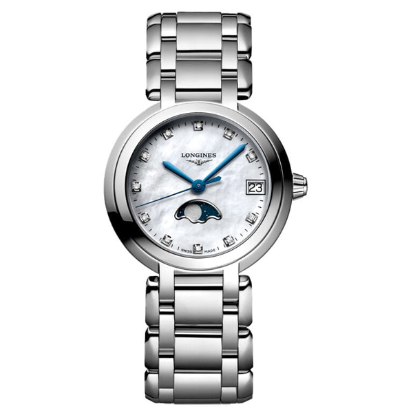 Longines L8.115.4.87.6 PrimaLuna 30.5 Quartz Moonphase Stainless Steel / MOP / Bracelet