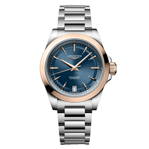 Longines L3.430.5.92.6 Conquest 34 Stainless Steel - Pink Gold / Blue / Bracelet