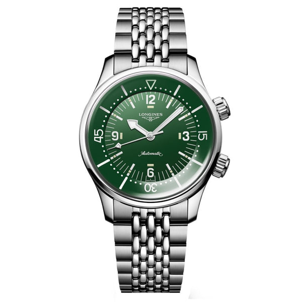 Longines L3.764.4.06.6 Heritage Legend Diver 39 Stainless Steel / Green / Bracelet
