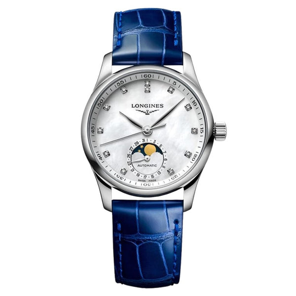 Longines L2.409.4.87.0 Master Collection 34 Moonphase Stainless Steel / MOP / Alligator